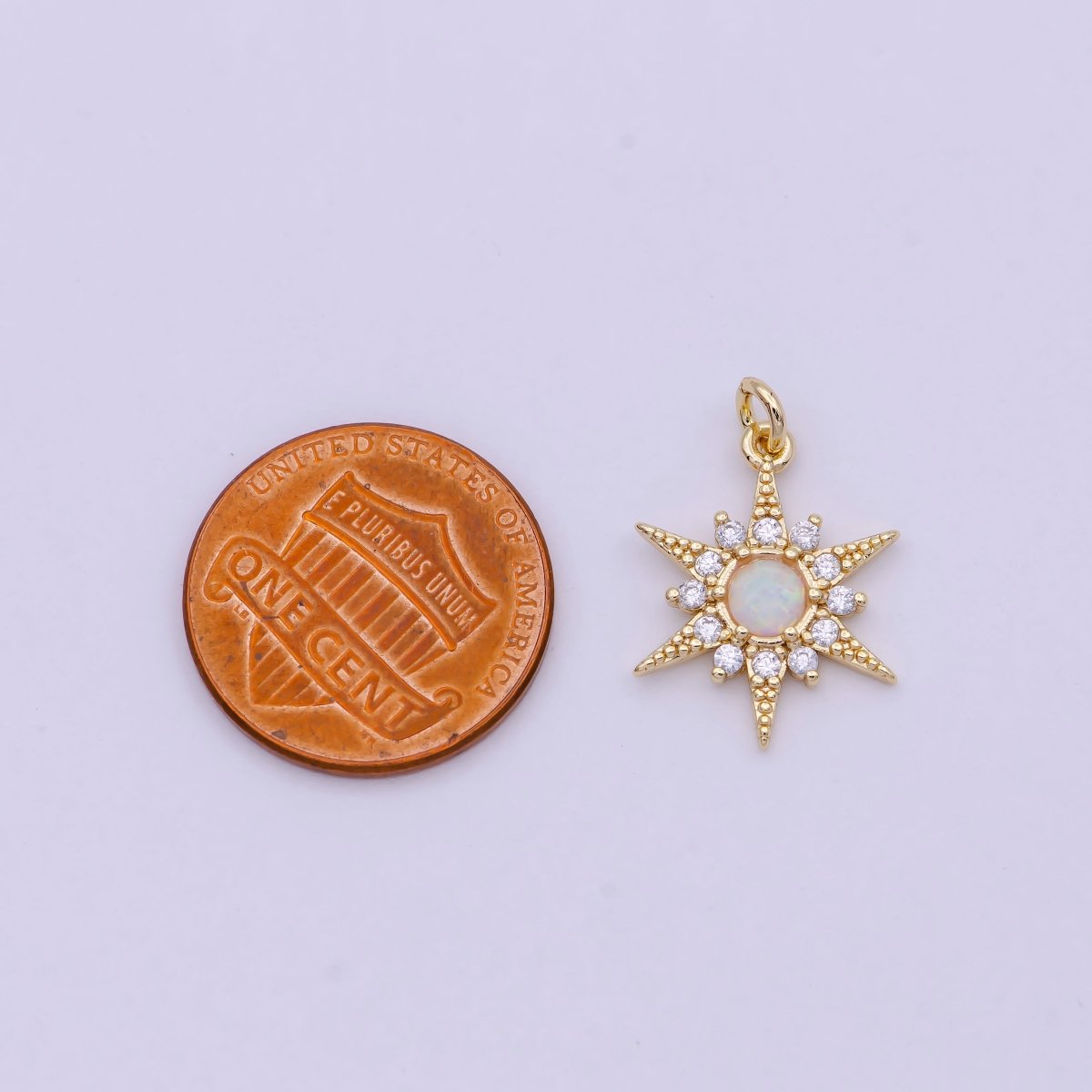 14k Gold Filled Opal Starburst Charm Micro Pave Star Charm for Bracelet Earring Necklace Charm Jewelry Making Supply C-719