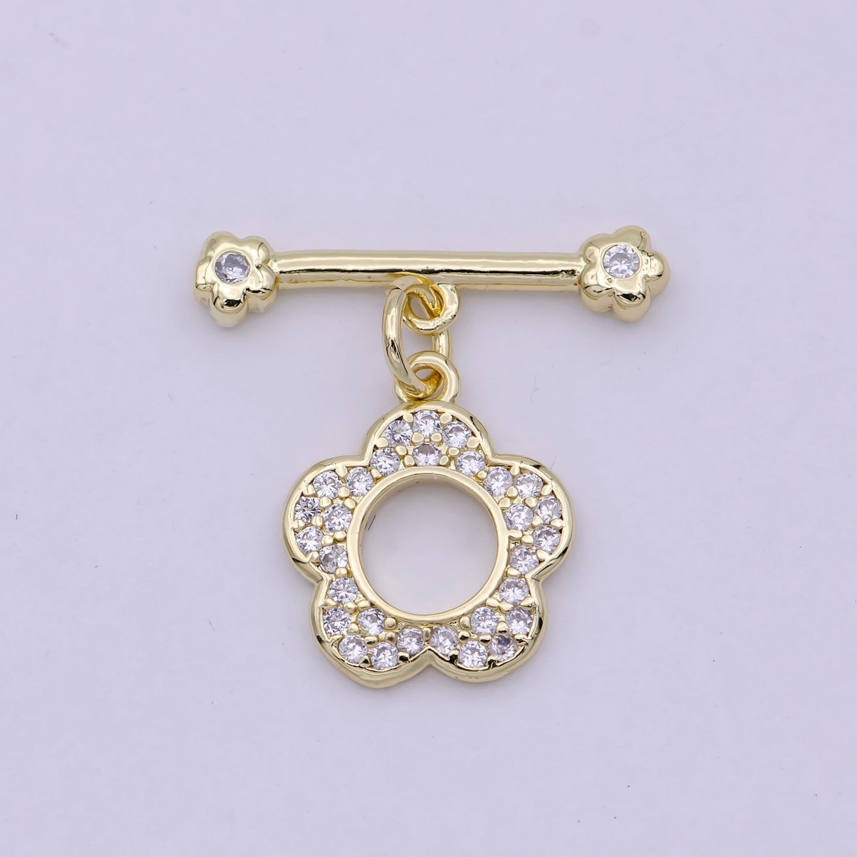 14K Gold Filled OT Toggle Clasps Daisy Flower CZ Clasps Connectors for Jewelry Handmade Making Bracelet Necklace L-623