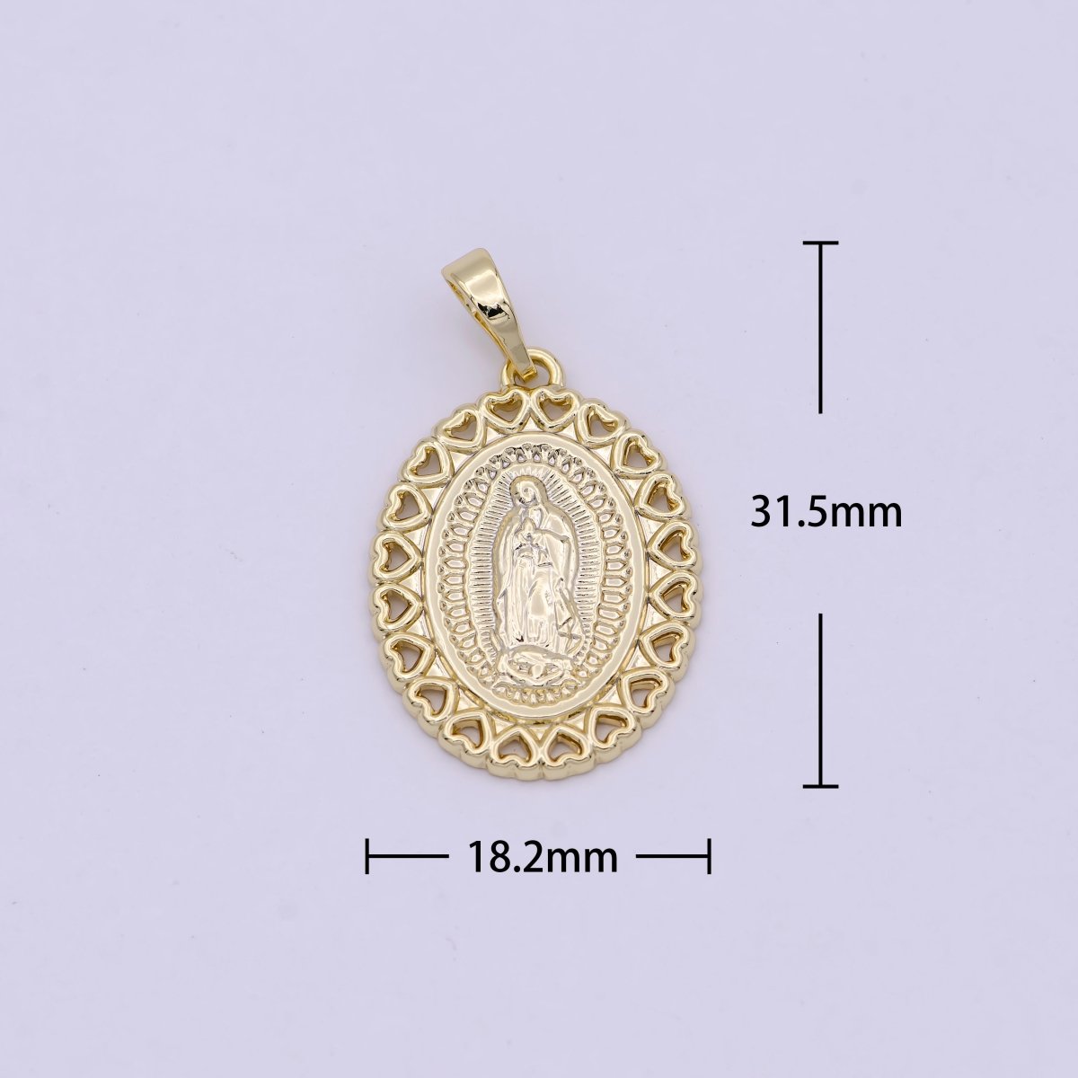 14K Gold Filled Our Lady of Guadalupe Charm Necklace Small Dainty Oval Gold Virgin Mary Pendant Necklace Women Religious Jewelry Gift H-475