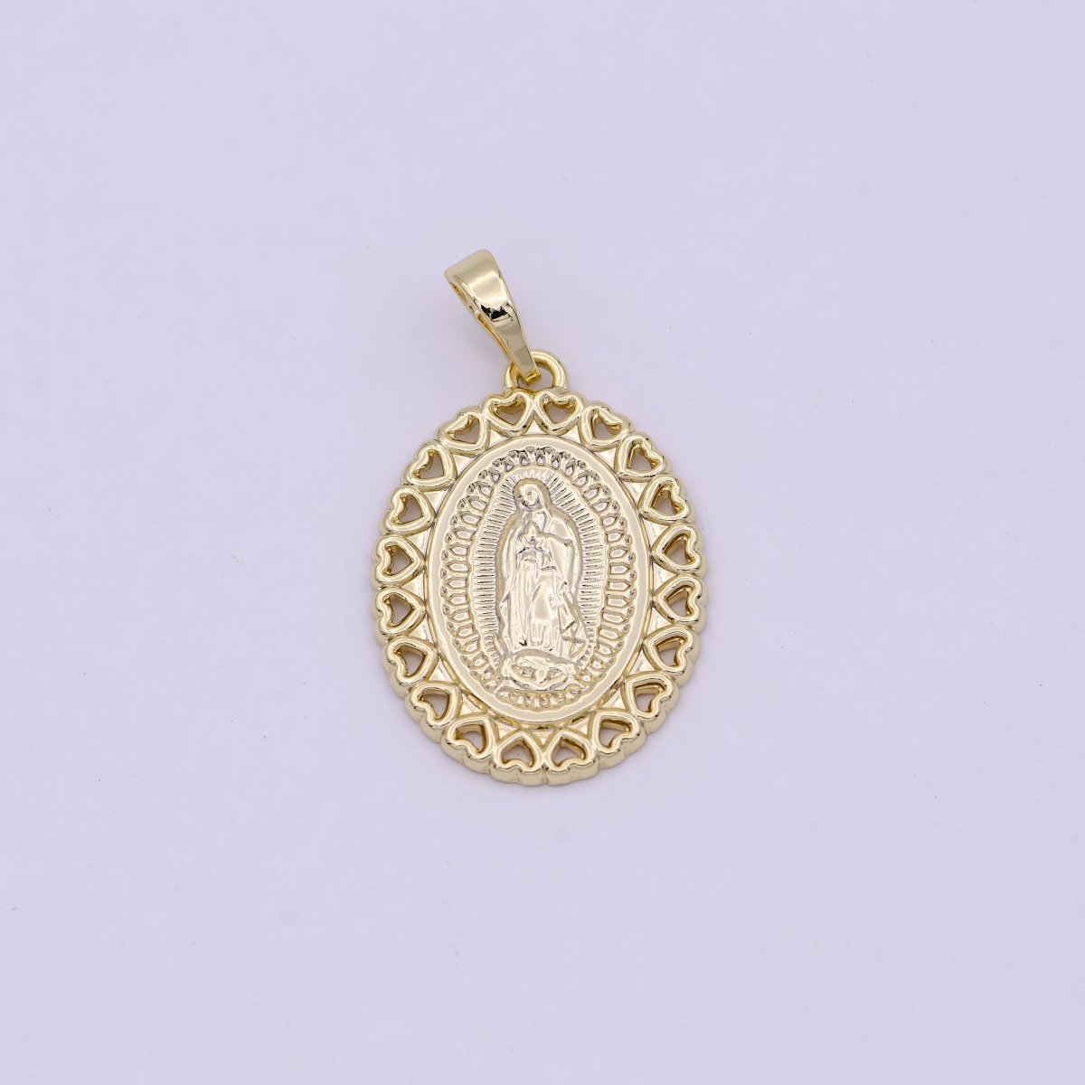 14K Gold Filled Our Lady of Guadalupe Charm Necklace Small Dainty Oval Gold Virgin Mary Pendant Necklace Women Religious Jewelry Gift H-475