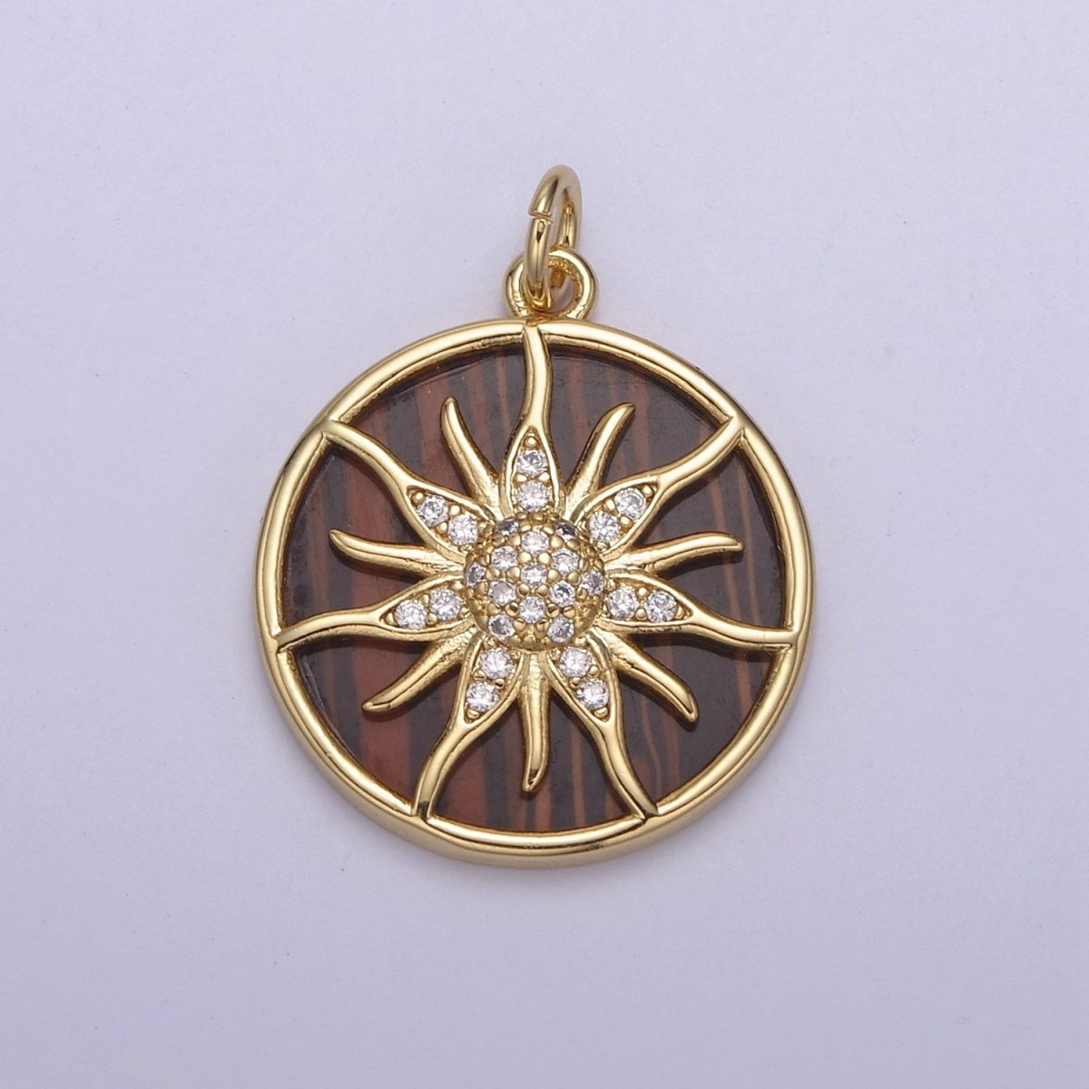 14K Gold Filled Pearl, Tiger Eye, Abalone Shell Charm Pendant Sun Ray Charm for Celestial Necklace Bracelet Jewelry Making N-690 - N-692