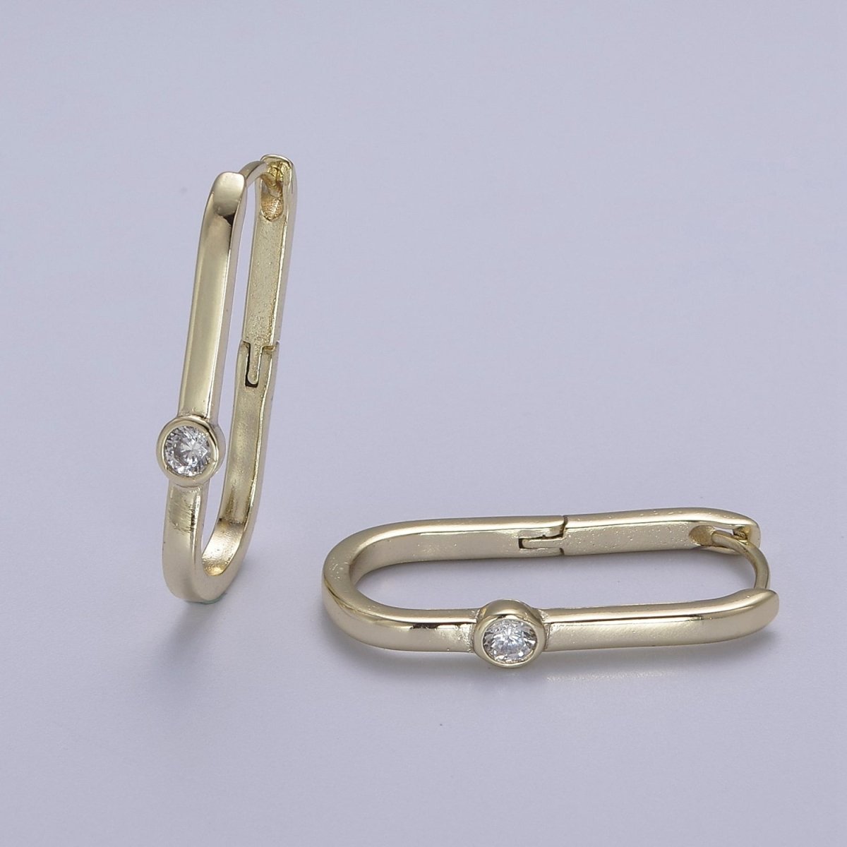 14k Gold Filled Rectangular Hoop Earring Classic Gold Oblong Hoop Earring Minimalist Rectangle Earring V-145