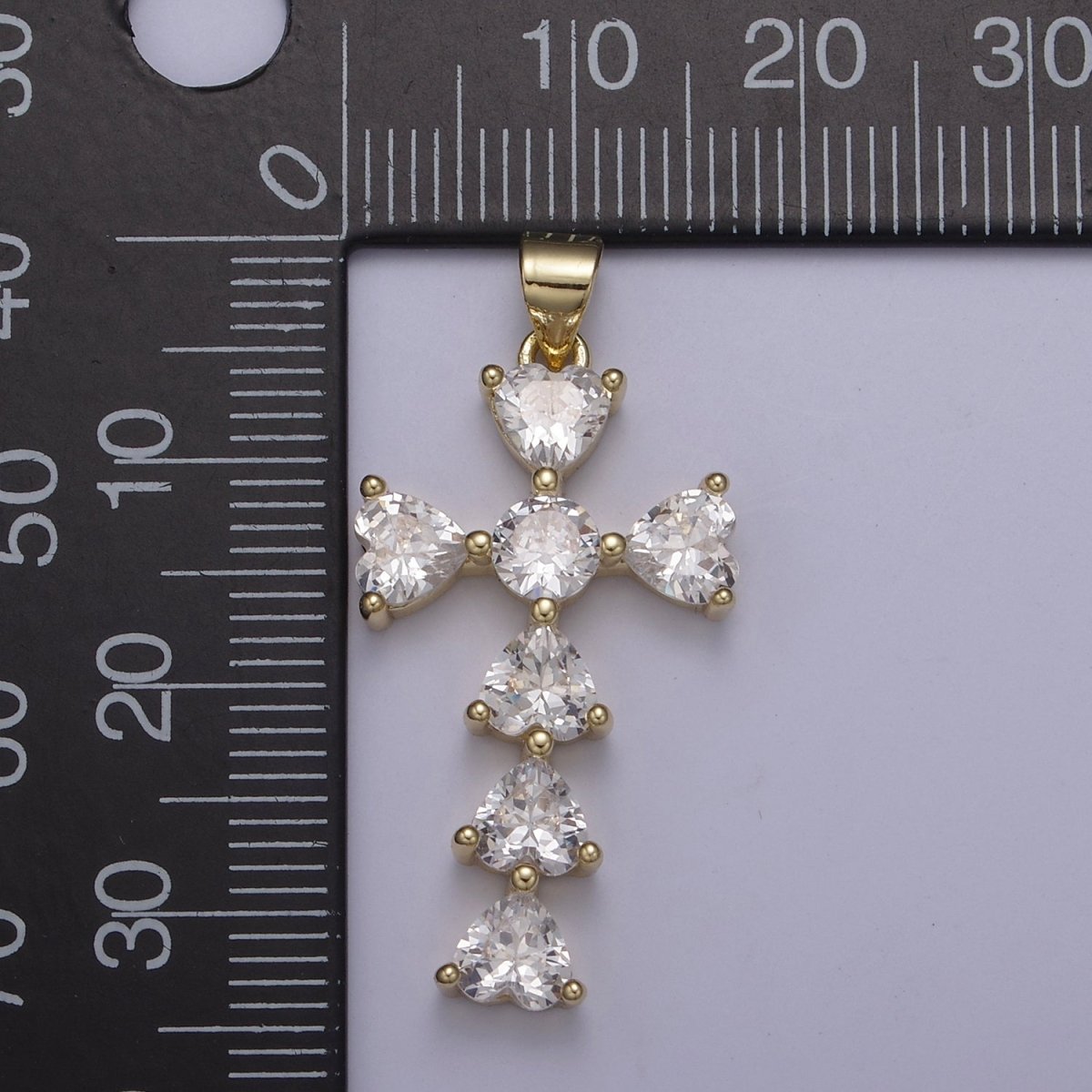14K Gold Filled Religious Cross Pendant, Cubic Zirconia Catholic Christian Cross For Baptism Gift, Supply For Necklace DIY Making H-803