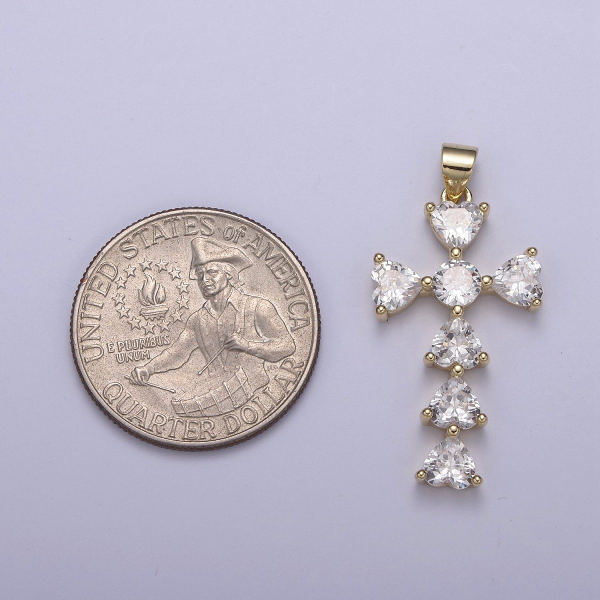 14K Gold Filled Religious Cross Pendant, Cubic Zirconia Catholic Christian Cross For Baptism Gift, Supply For Necklace DIY Making H-803