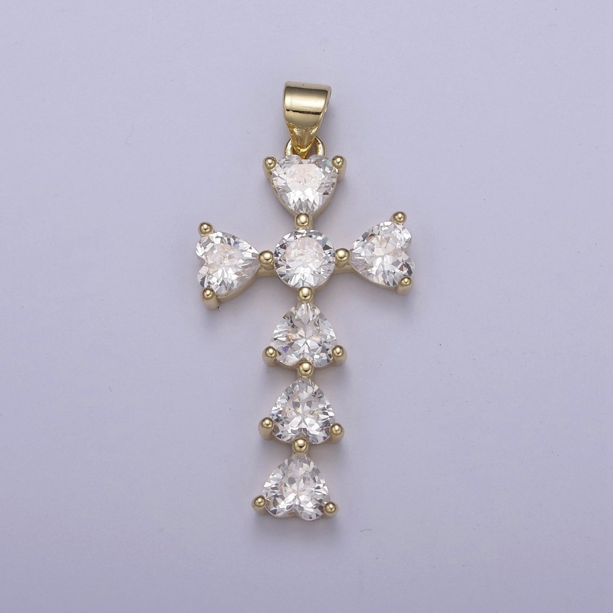 14K Gold Filled Religious Cross Pendant, Cubic Zirconia Catholic Christian Cross For Baptism Gift, Supply For Necklace DIY Making H-803