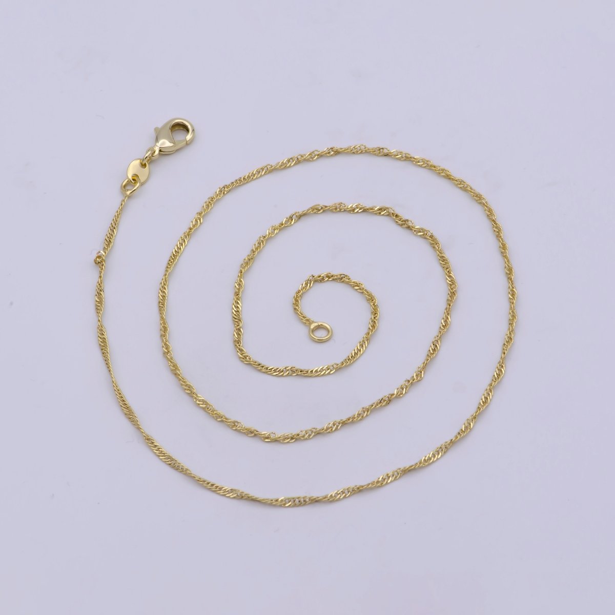 14K Gold Filled Singapore - Singapore Necklace Dainty Gold Twist Link Chain Layering Necklace 17.7 inch 1.3mm w/ Spring Rings | WA-420 Clearance Pricing
