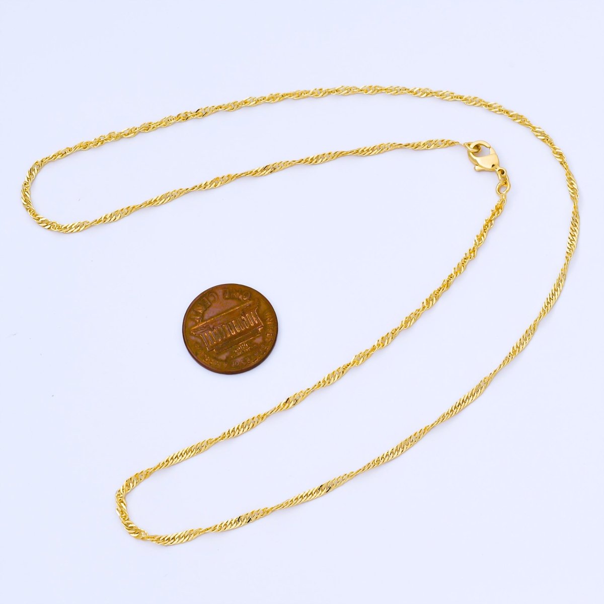 14k Gold Filled Singapore Twist Chain Necklace, Gold Filled Rope Chain Necklace Ready to Wear | WA-773 Clearance Pricing