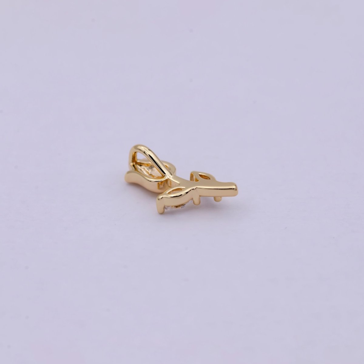14K Gold Filled Small Rose Flower with Marquise Leaf  Charm | C-384