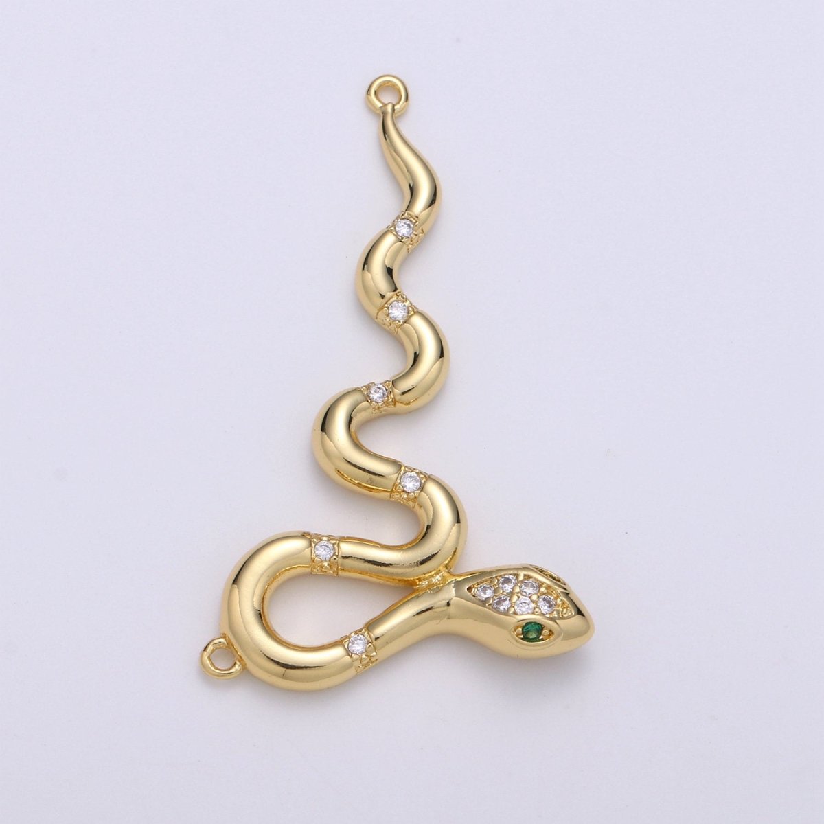 14k Gold Filled Snake Charm, Gold Snake Pendant Charm, Animal Jewelry Charm Double Bail Charm DIY Jewelry F-429