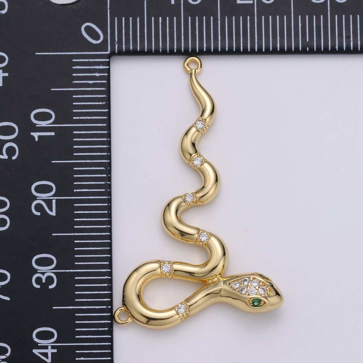 14k Gold Filled Snake Charm, Gold Snake Pendant Charm, Animal Jewelry Charm Double Bail Charm DIY Jewelry F-429