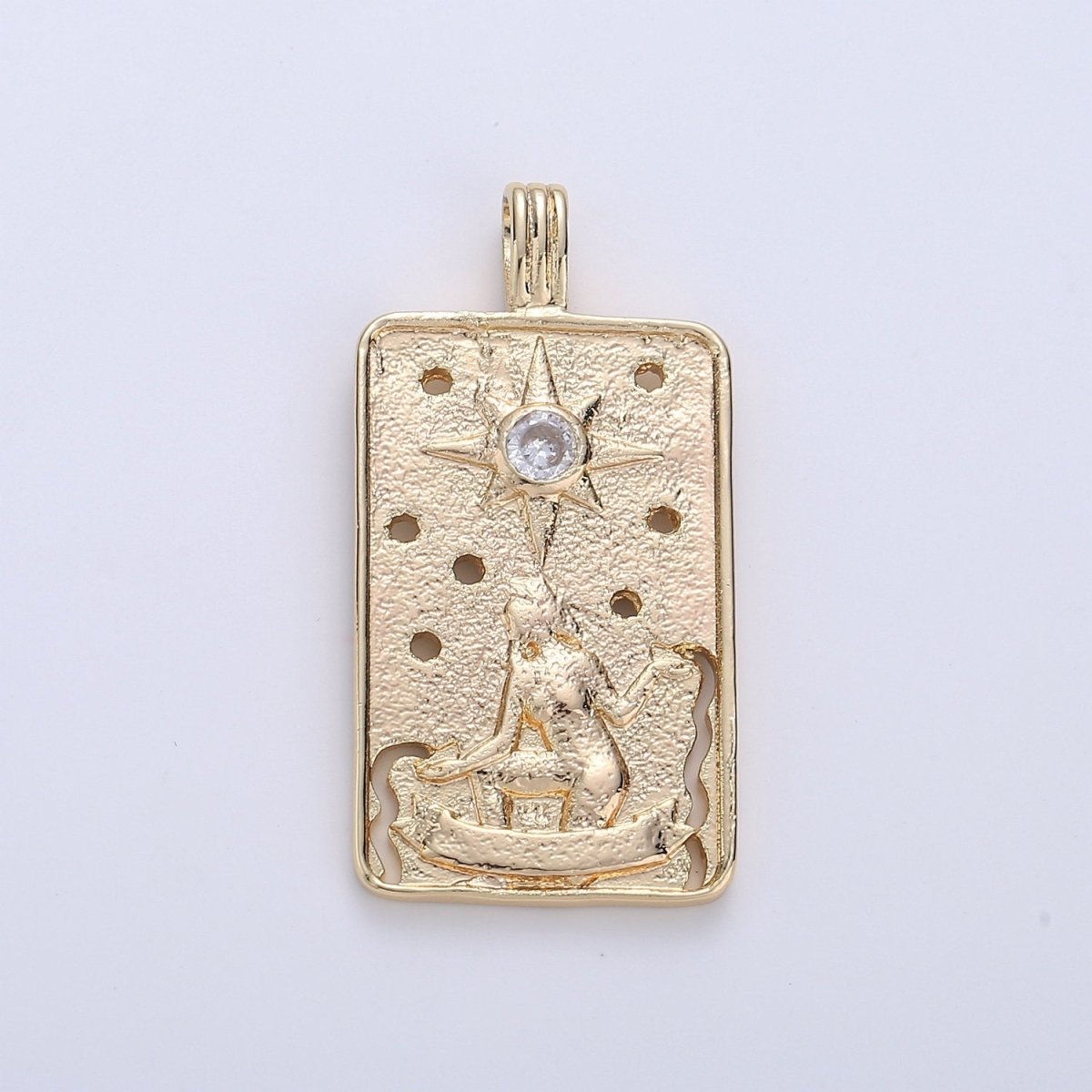 14k Gold Filled Tarot Card Charm - The Star Pendant Amulet Jewelry for Necklace Component Supply I-862
