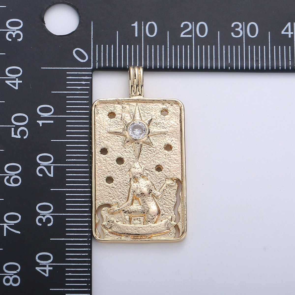 14k Gold Filled Tarot Card Charm - The Star Pendant Amulet Jewelry for Necklace Component Supply I-862