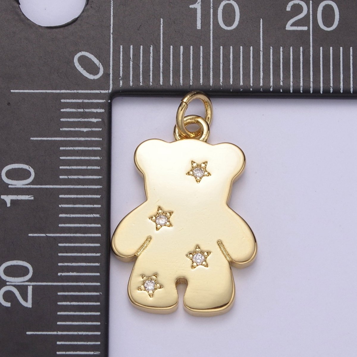 14k Gold Filled Teddy Bear Charm with Micro Pave Animal Charm for Kids Jewelry Necklace Bracelet N-688