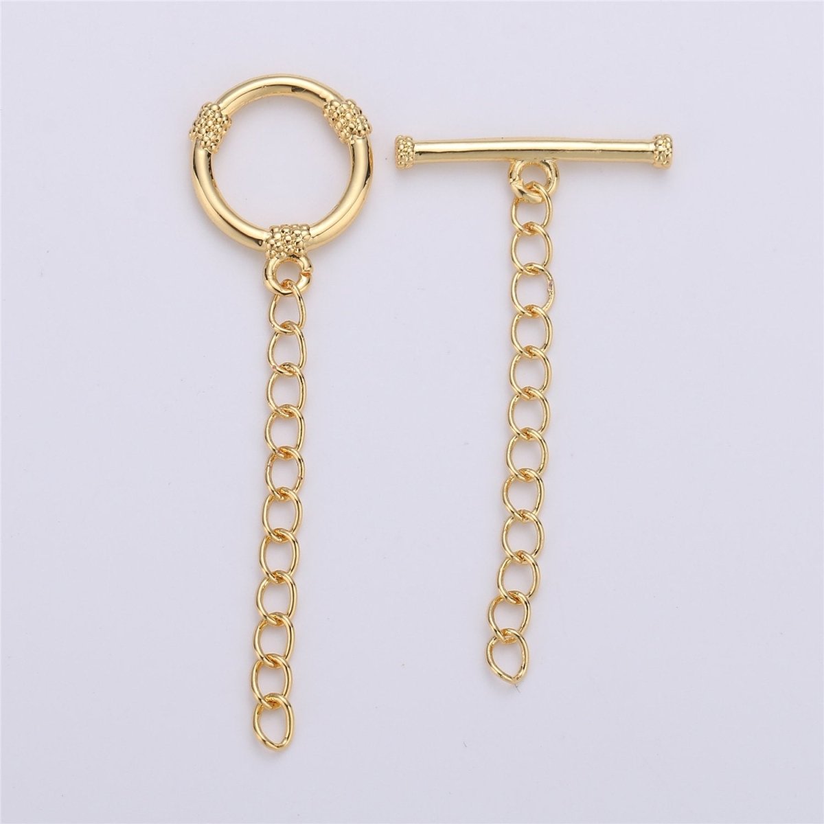 14K Gold Filled Toggle Clasp with CZ On Charm, 12mmx12mm Hoop Charm and 10mmx2mm Bar. Extender Chain is 32mm 1.5inches You Can Cut K-459
