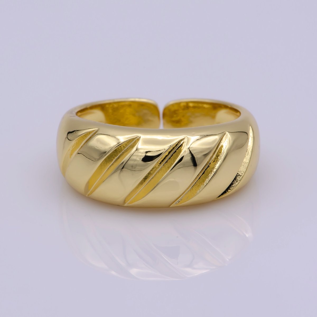 14K Gold Filled Twisted Dome Ring | Croissant Ring | Stackable Ring | Gold Thick Band Ring | Signet Ring | Ring for Women U-017