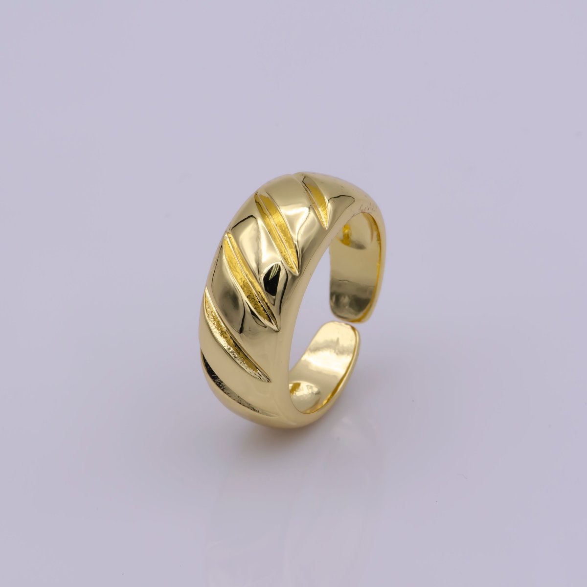 14K Gold Filled Twisted Dome Ring | Croissant Ring | Stackable Ring | Gold Thick Band Ring | Signet Ring | Ring for Women U-017
