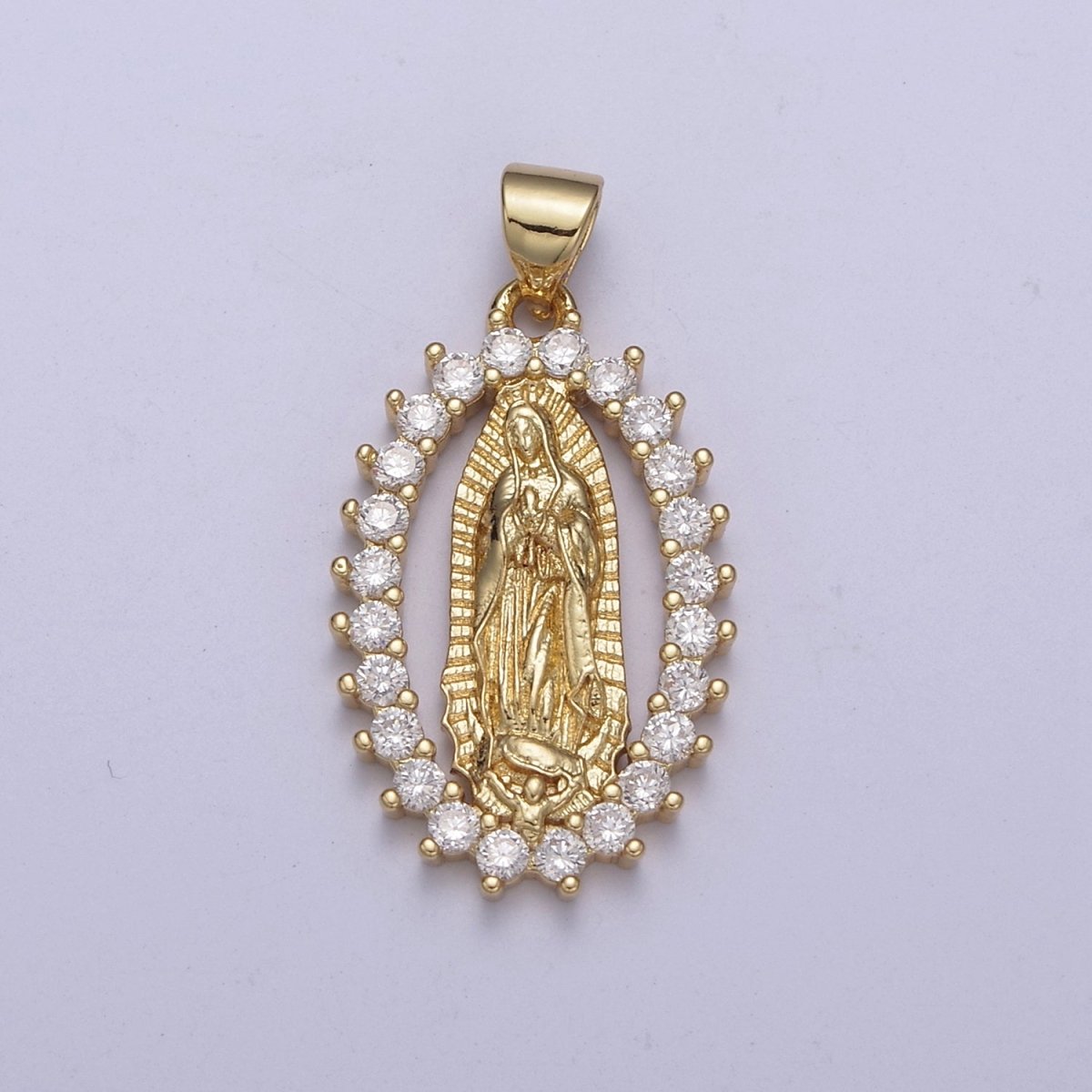 14k Gold filled Virgin Mary Pendant CZ Lady Guadalupe Charm necklace, religious Catholic Jewelry charm H-235