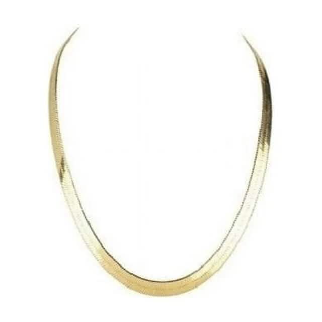 Collier chaîne à chevrons plate en or 14 carats, finition polie
