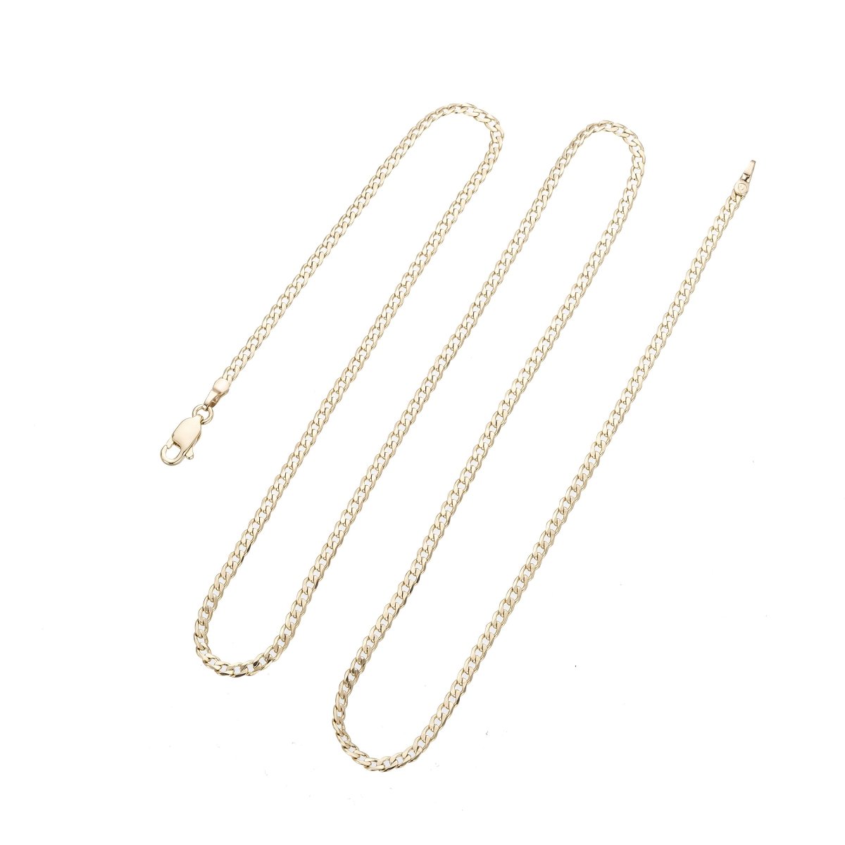 14K Gold Plated - 23.5 Inches Curb Chain Necklace - 2mm Curb Necklace w/ Lobster Clasps | CN-262  Clearance Pricing