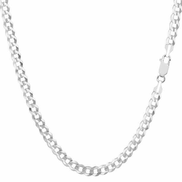 Collier chaîne maille gourmette 2 mm en or blanc massif 14 carats