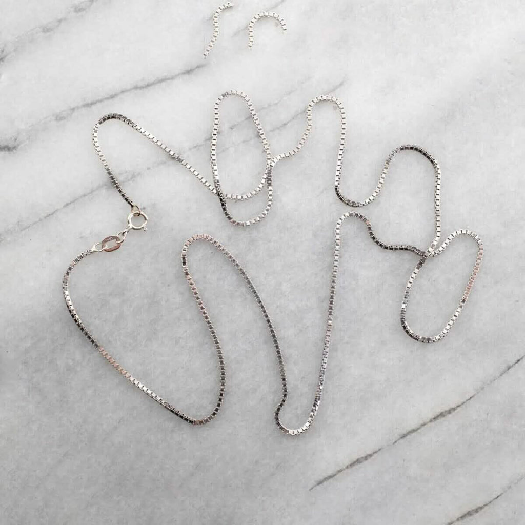Chaîne en or véritable boîte en or blanc massif 14 carats
