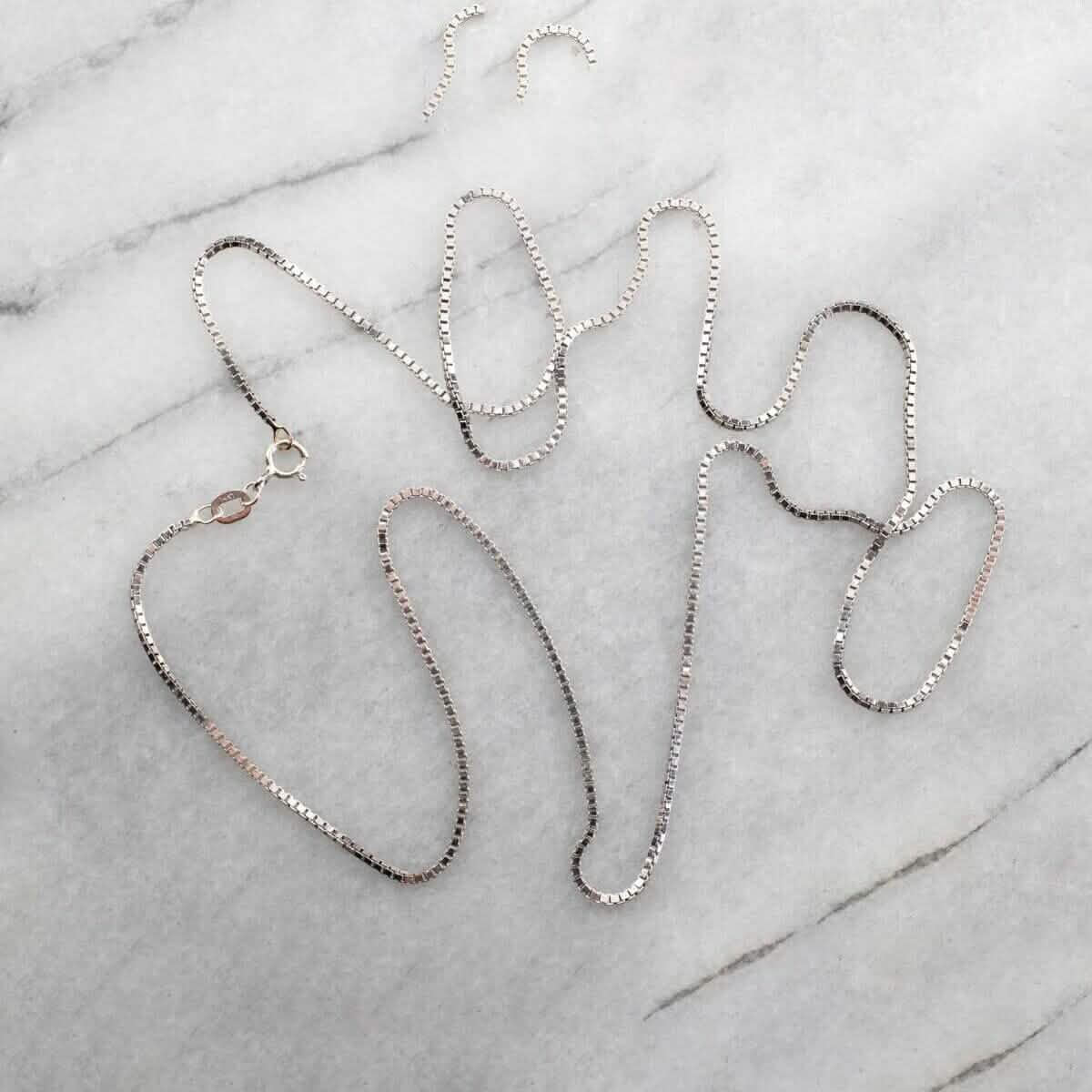 Chaîne en or véritable boîte en or blanc massif 14 carats