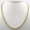 Chaîne Corde en Or Jaune Massif 14K, 4MM, Épaisse, Collier Bracelet pour Hommes et Femmes
