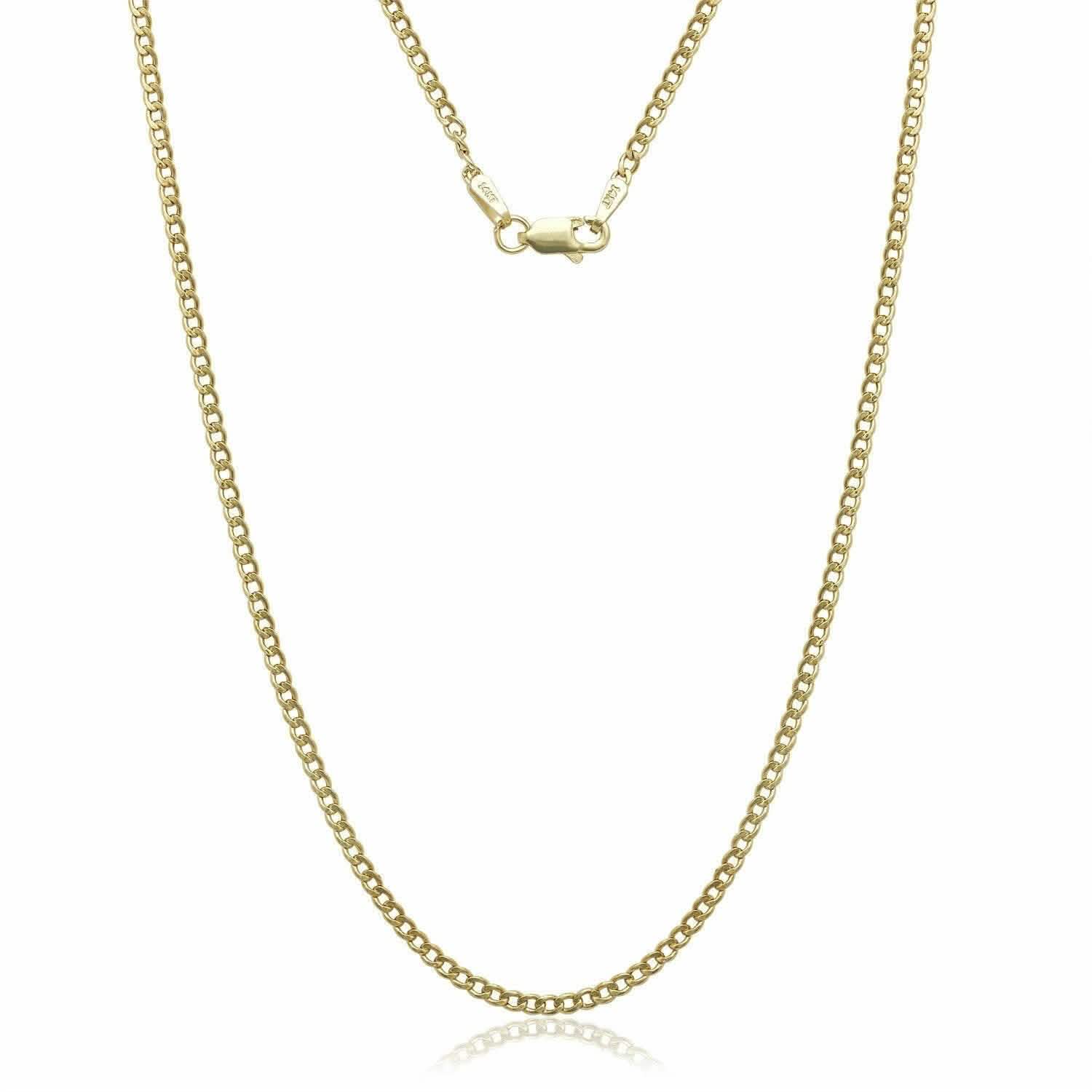 14k Solid Yellow Gold Cuban Link Chain Necklace - Assorted Sizes