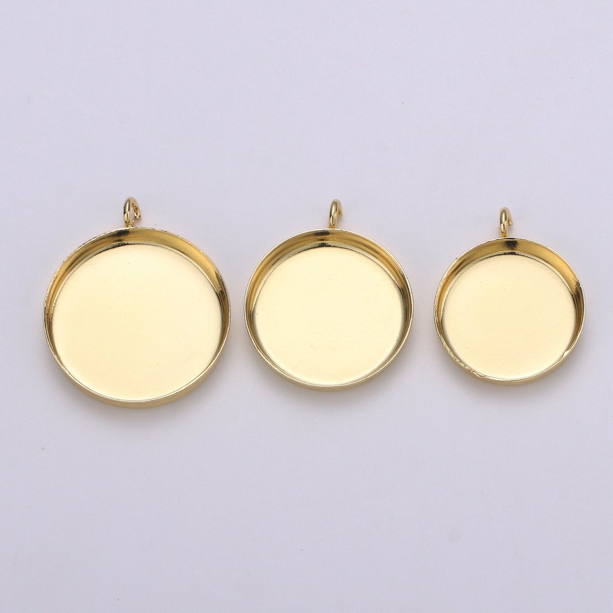 14kGold Filled Round Circle Circular Bezel Cup Earring,Supplies for DIY Earring & Pendat Jewelry,Perfect for DIY Round Pendant Tray with Loop K-926 K-927 K-928