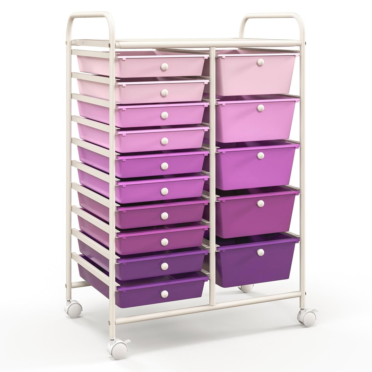 15-Drawer Utility Rolling Cart with Drawers Multi-Use Storage-Icecream Multicolor