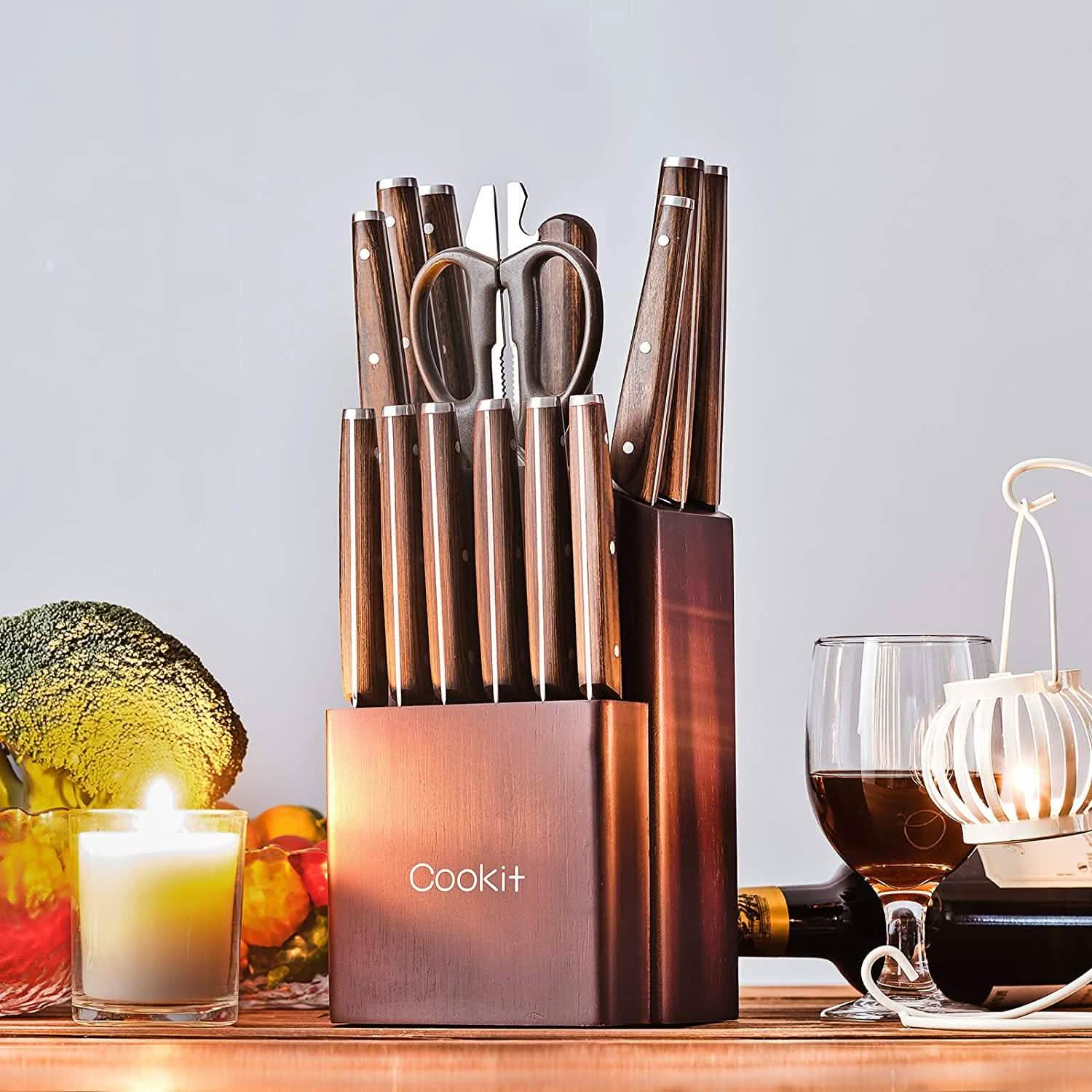 Ensemble de 15 couteaux de cuisine en acier inoxydable