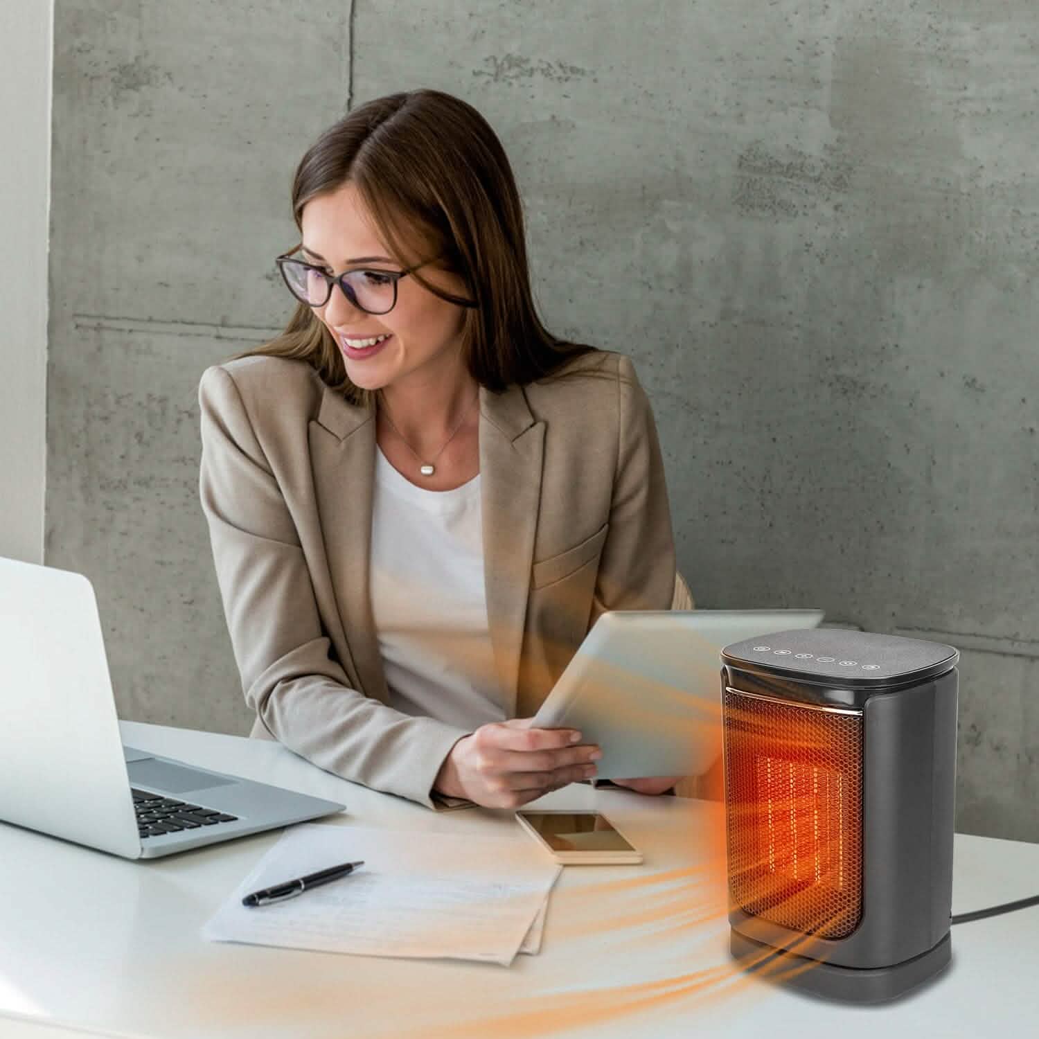 Radiateur Soufflant Électrique Céramique 1500W avec 3 Modes, Télécommande, Affichage Numérique