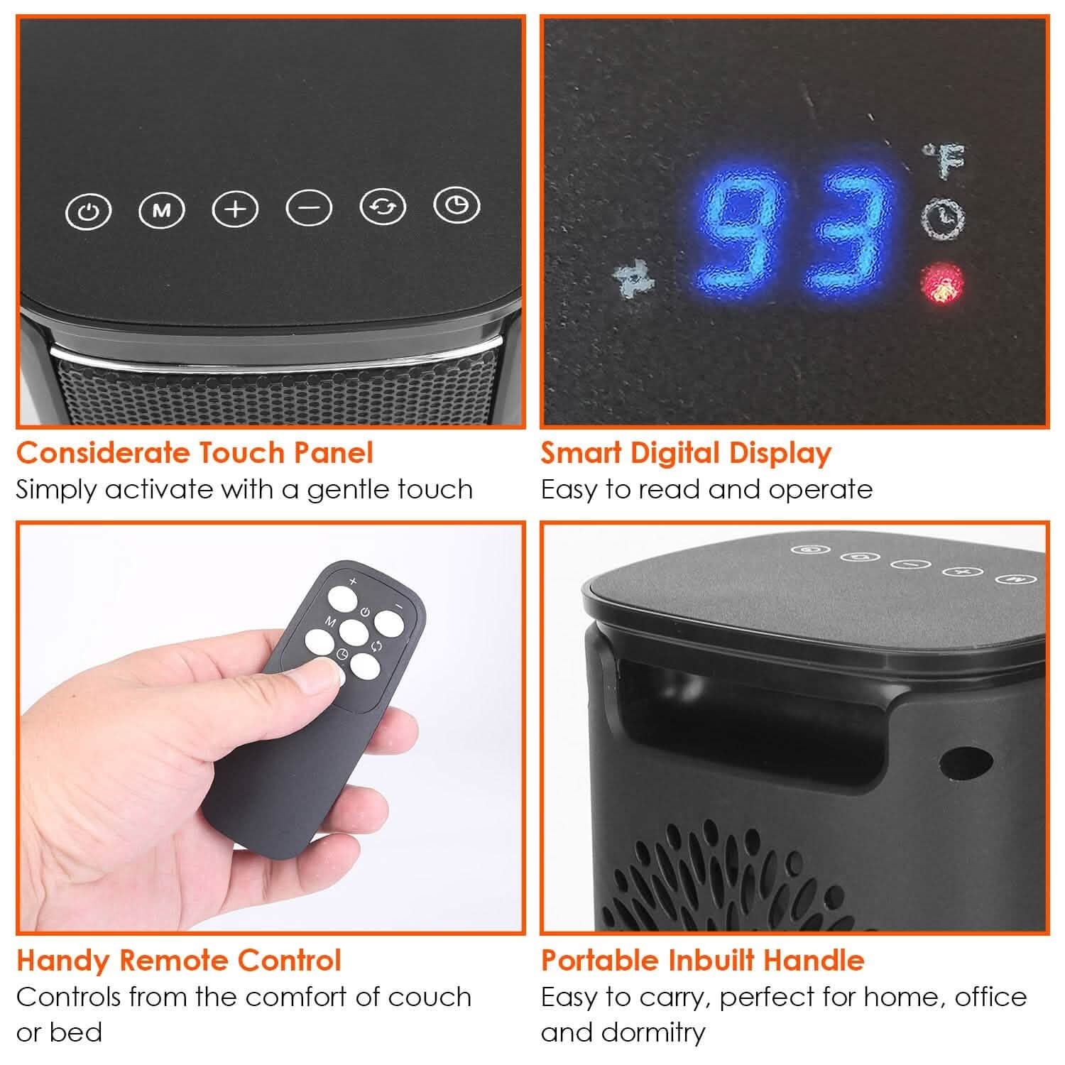 Radiateur Soufflant Électrique Céramique 1500W avec 3 Modes, Télécommande, Affichage Numérique