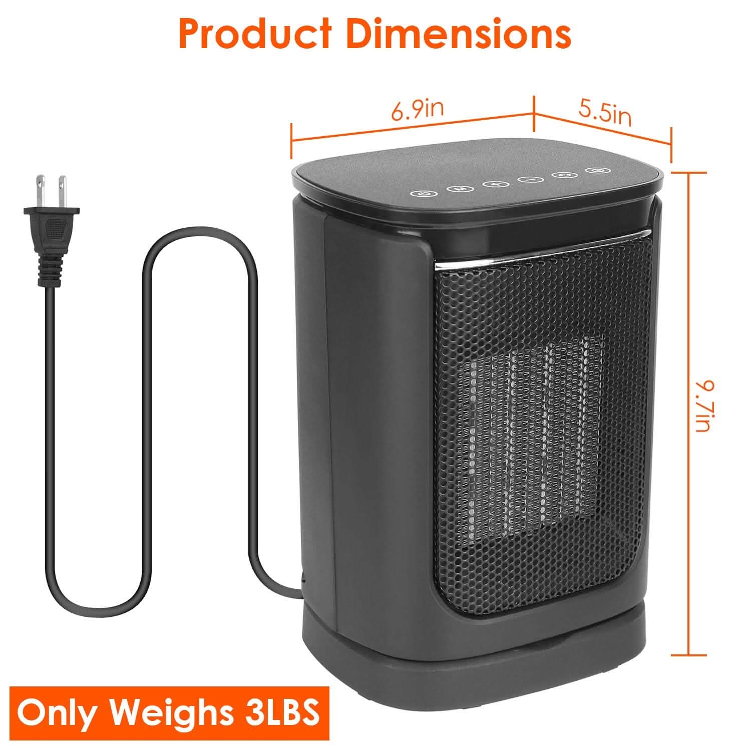 Radiateur Soufflant Électrique Céramique 1500W avec 3 Modes, Télécommande, Affichage Numérique