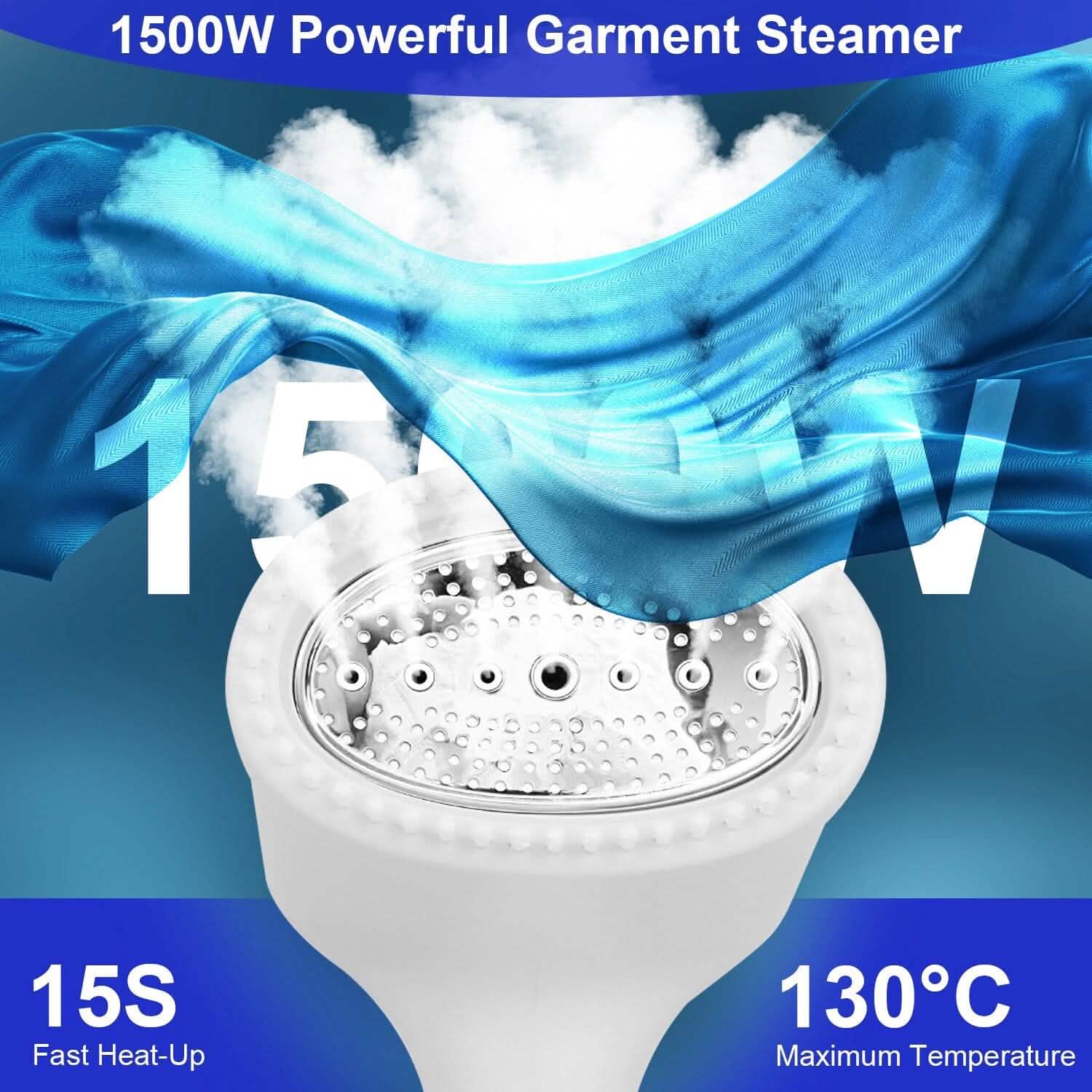 Défroisseur Vapeur Portable 1500W avec Brosse Anti-Peluche et Réservoir d'Eau Amovible de 350 ml