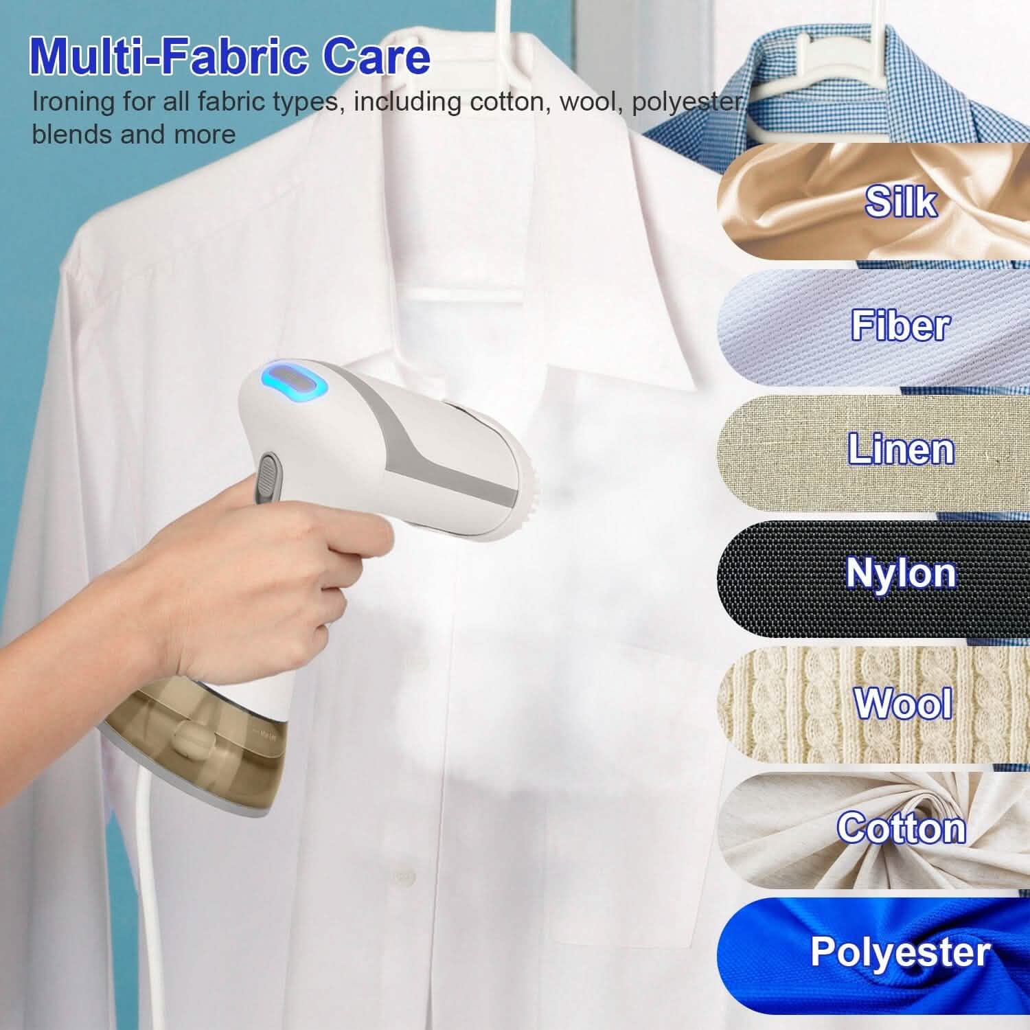 Défroisseur Vapeur Portable 1500W avec Brosse Anti-Peluche et Réservoir d'Eau Amovible de 350 ml