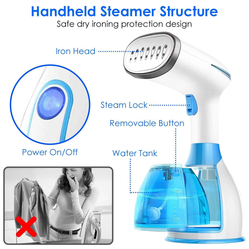 Défroisseur Vapeur Portable 1500W avec 2 Brosses