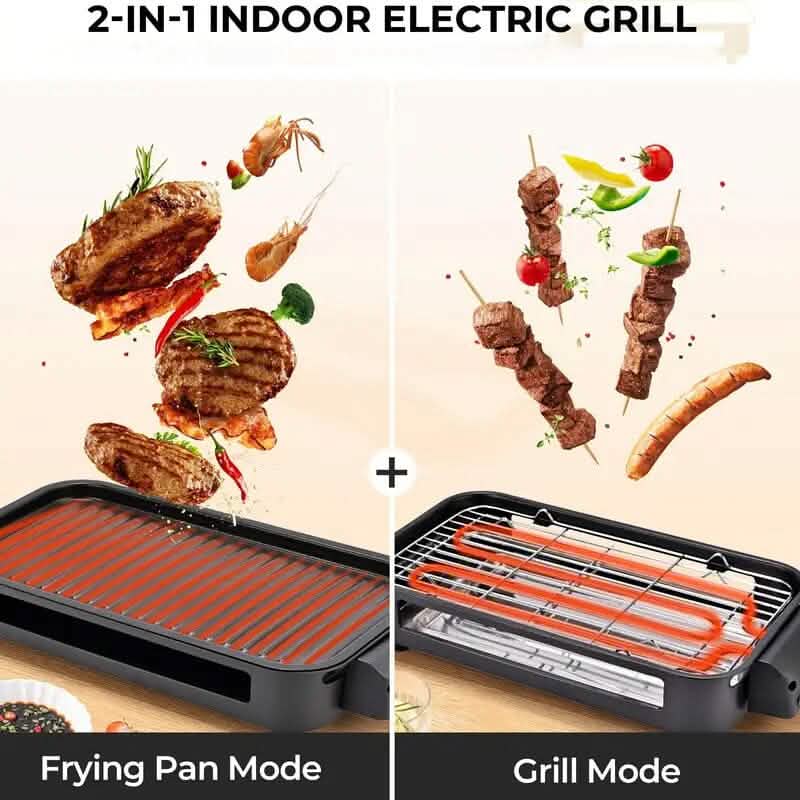 1500W煙なし電気屋内グリル、取り外し可能なノンスティックプレート付き