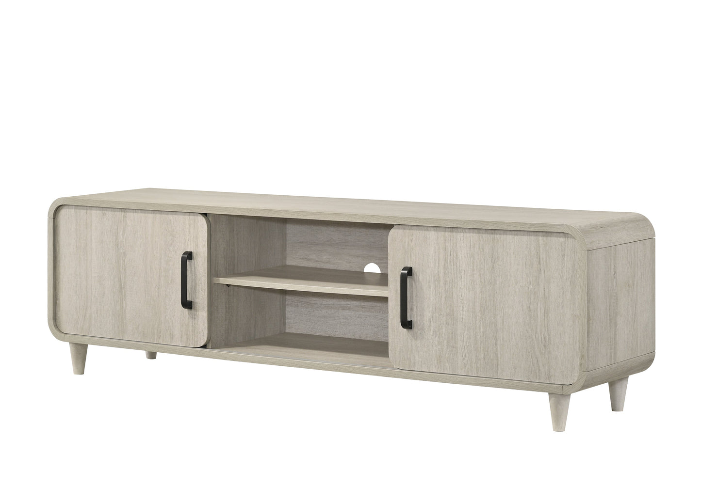 1pc TV Stand - Contemporary Light Wood Finish with Sliding Doors