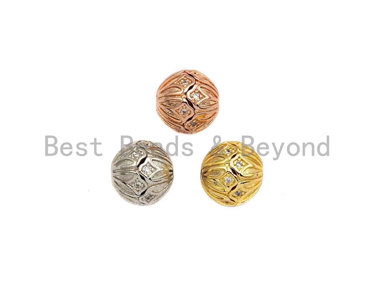 CZ Micro Pave Round Flower Patten Spacer Beads,sku#X114