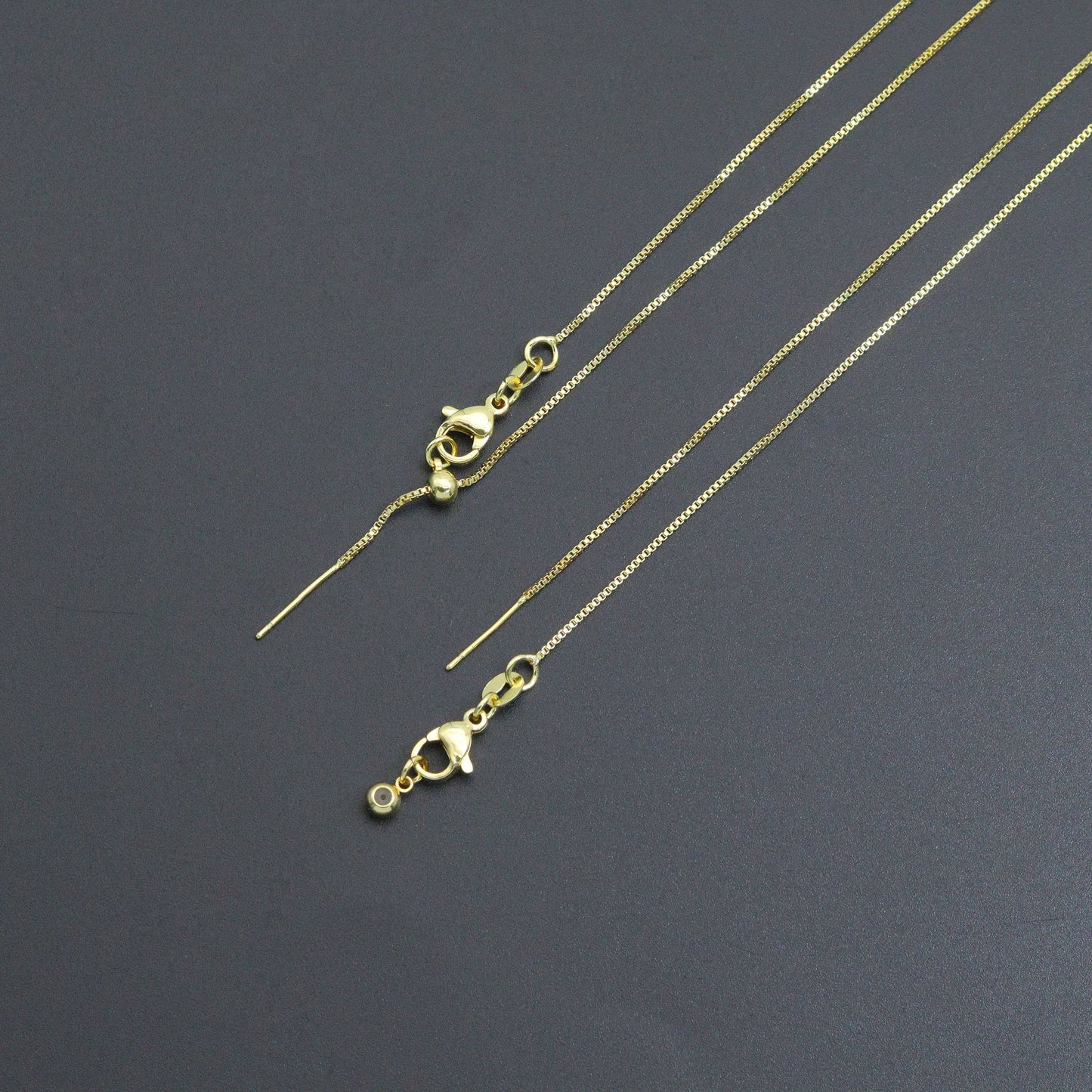 Thin box Chain Necklace with adjustable thread end , Sku#LX882