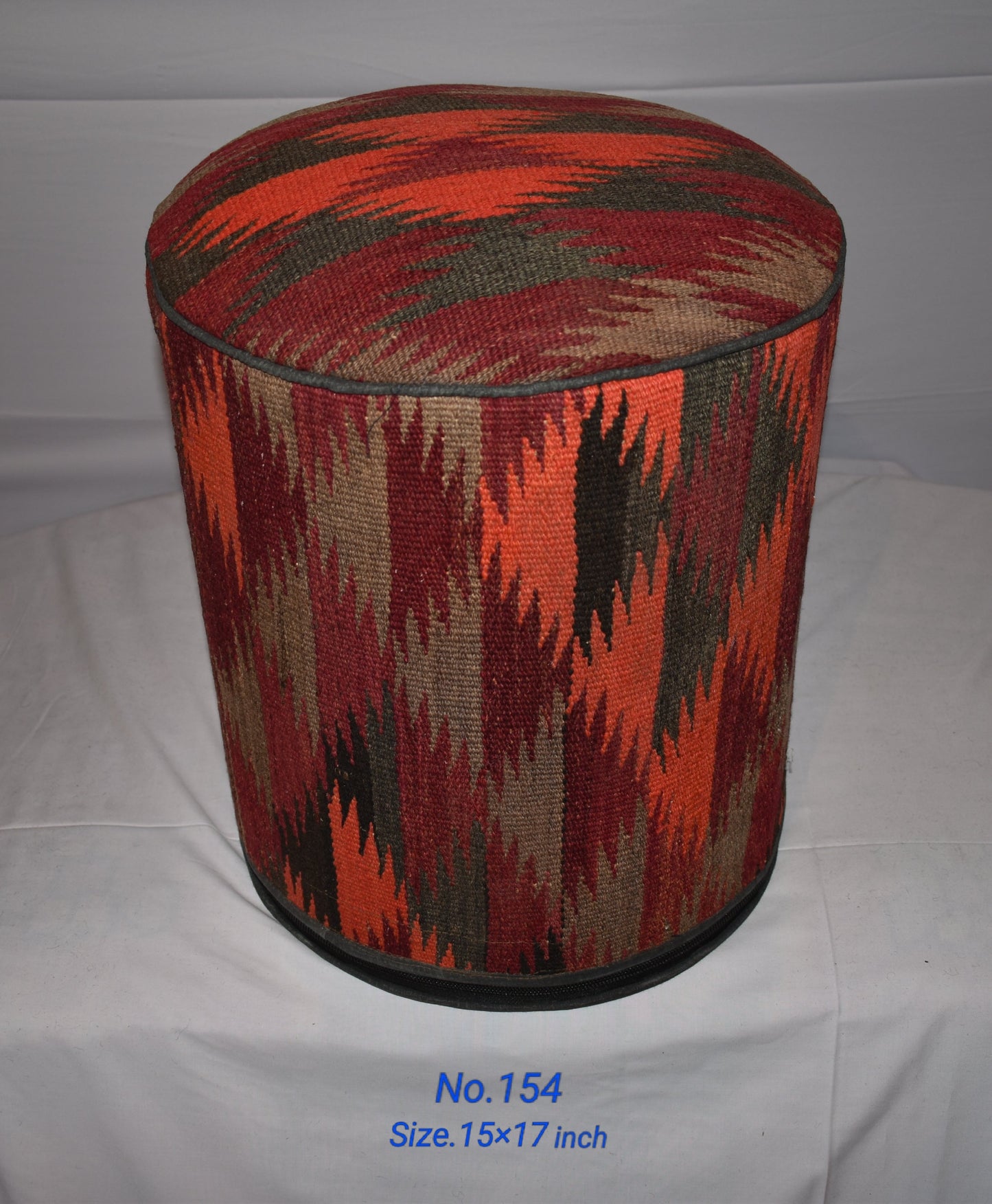 One of a Kind Kilim Rug Pouf Ottoman foot stool - #154