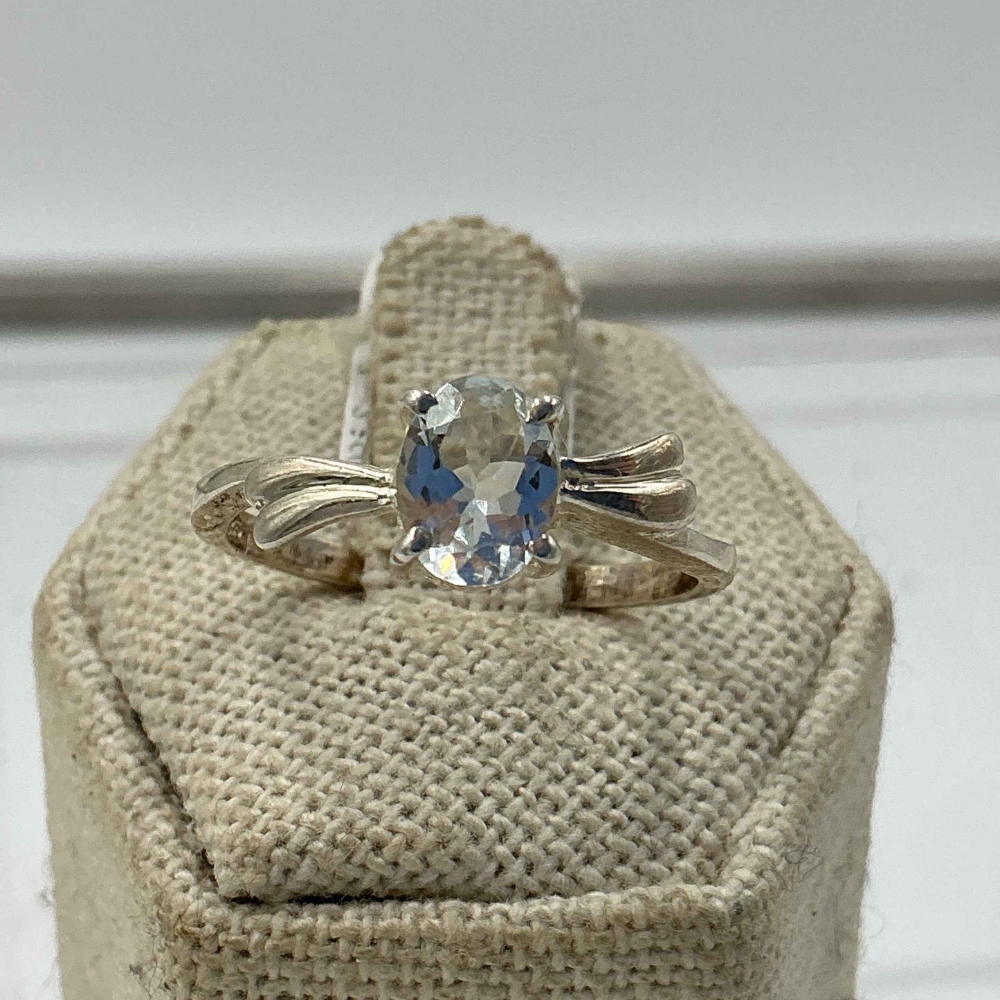 Sterling Silver Ornate Oval Aquamarine Ring- Size 10 - Peace, Courage & Clear Communication