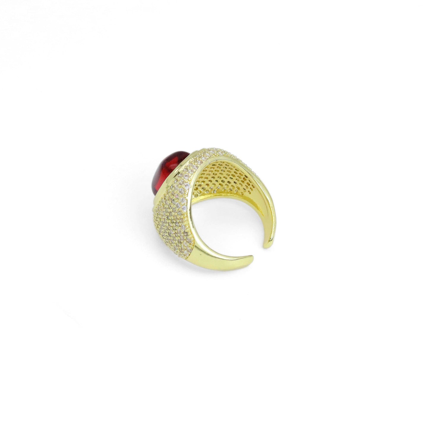 Gold CZ Ruby Statement Ring, Sku#LX603
