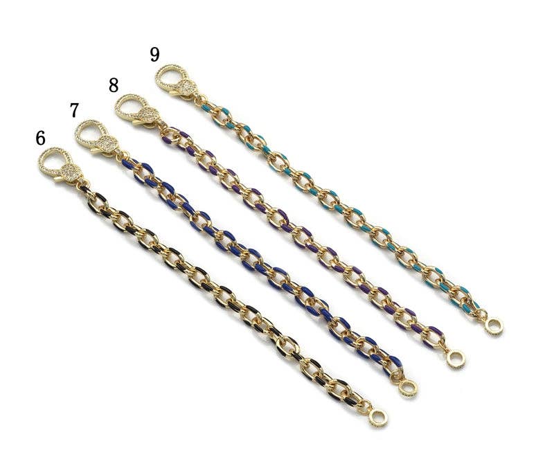 High Quality Enamel Oval Link Necklace Bracelet with Diamond Clasp, sku#EF171