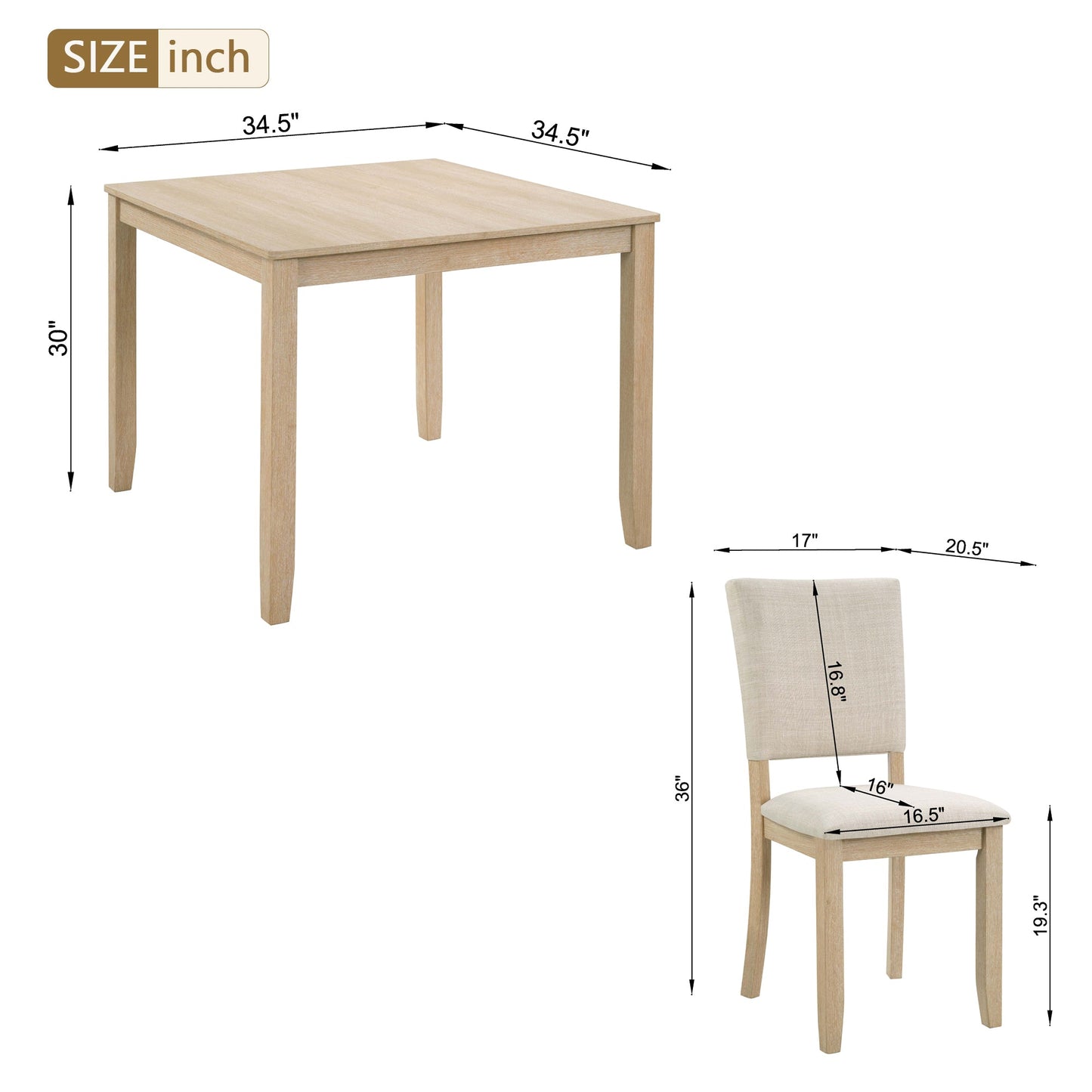 Modern 4 Person Dining Table Set with 4 Chairs