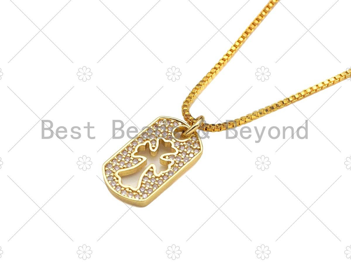 CZ Micro Pave Hollow Out Cross On Rectangle Shape Pendant/Charm,Dainty Medallion Charm, Necklace Bracelet Charm Pendant,10x17mm, Sku#L514