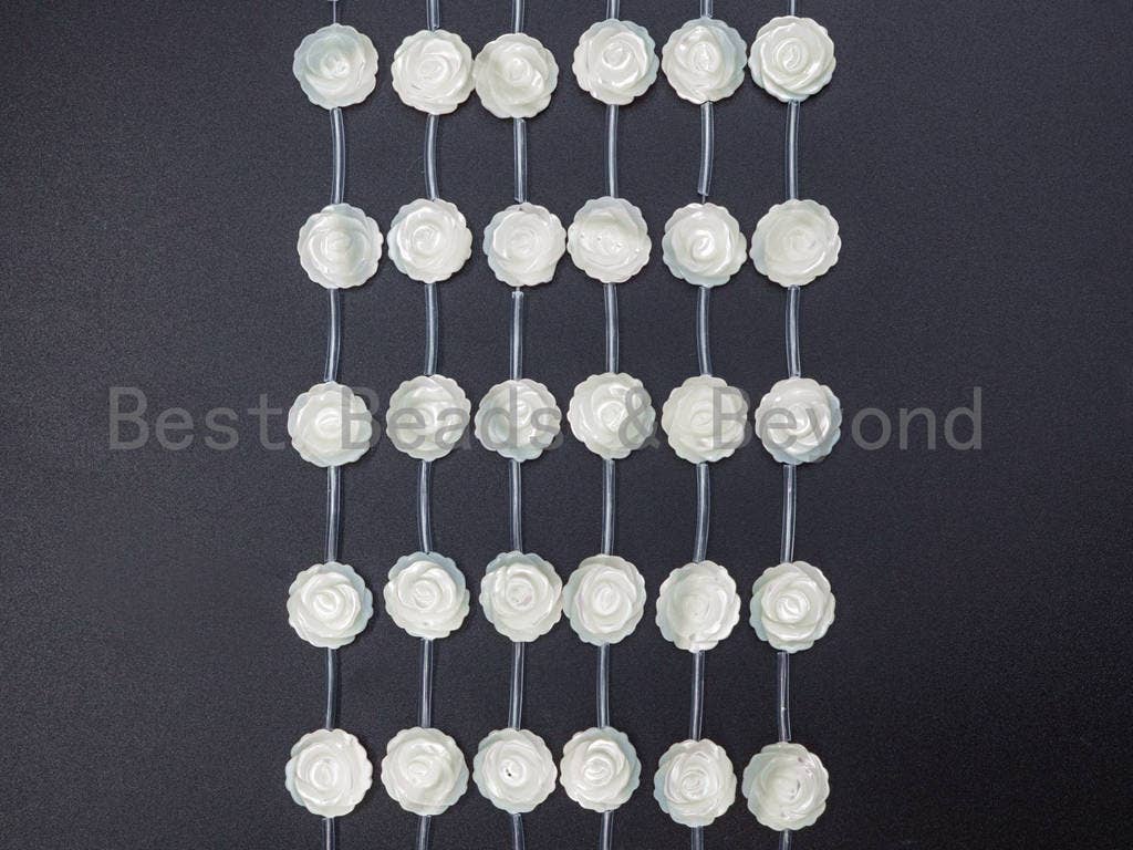 High Quality White Mother of Pearl, Mop Shell, White Shell, Rose Flower Beads, 8mm/10mm/12mm/15mm, Wholesale Gemstone Beads, sku#T25