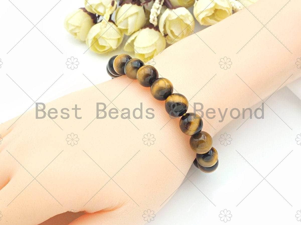 Yellow Tiger Eye Stretchy Bracelet, Sku#U1087
