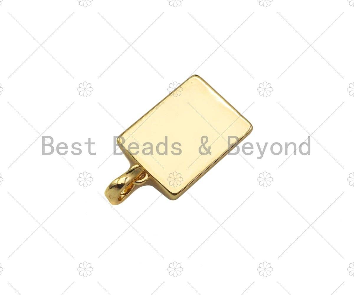 Chinese Wealth Character Rectangle Shape Pendant, 14K Gold Medallion Charm, Rich Charater, Necklace Bracelet Charm Pendant,9x14mm,Sku#ZX11